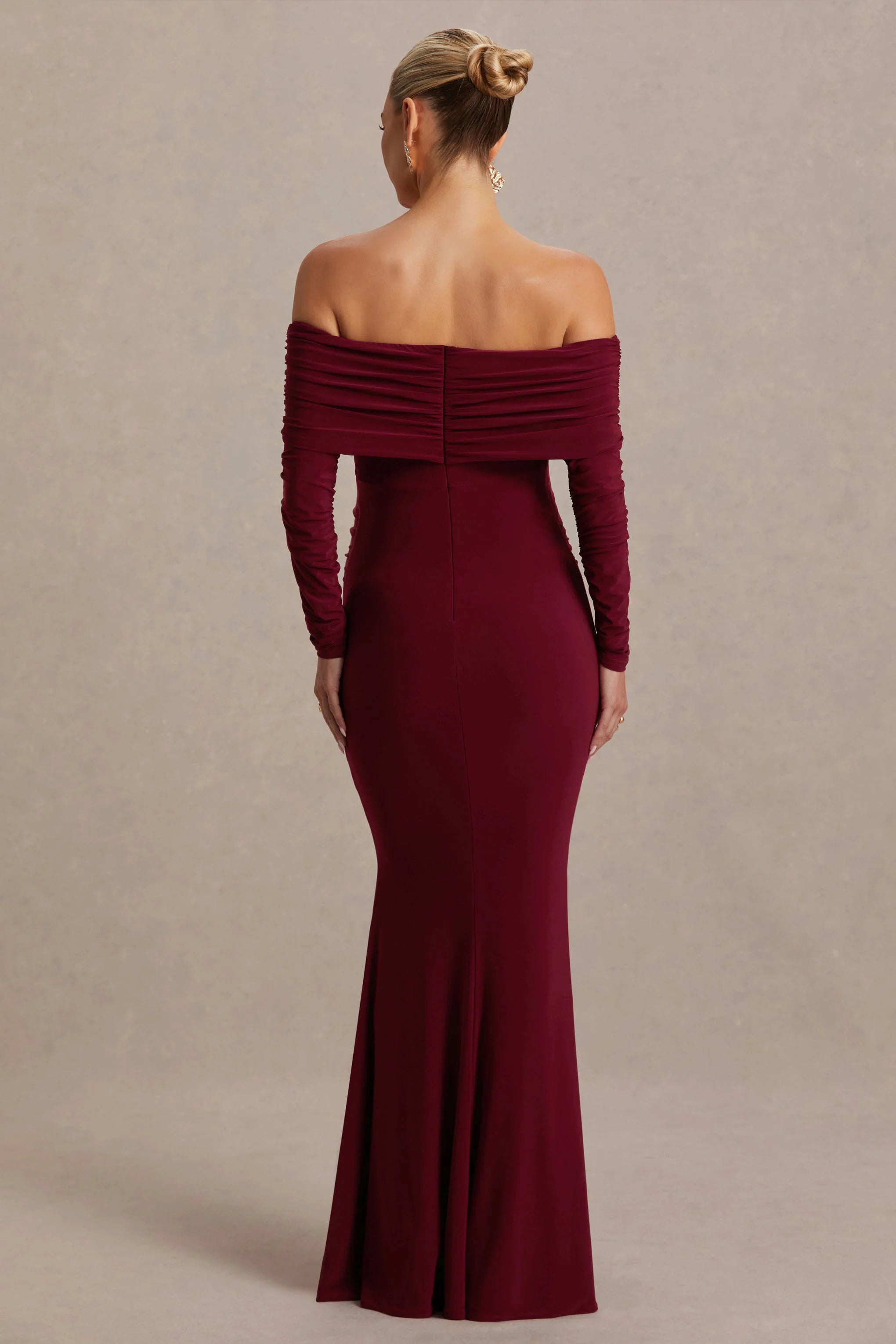 Odessa Berry Bardot Neck Maternity Maxi Dress