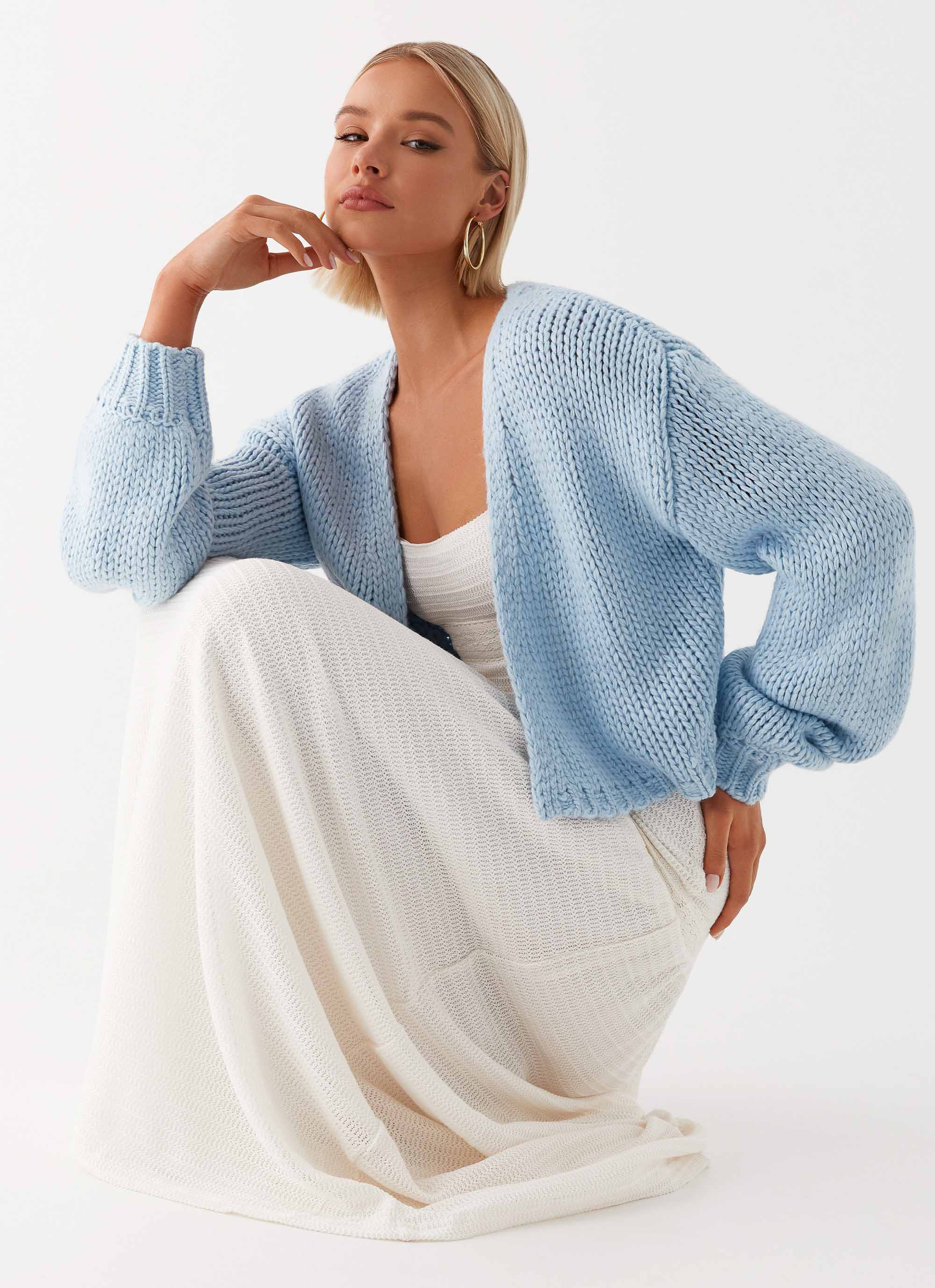 Jasleen Knit Cardigan Blue