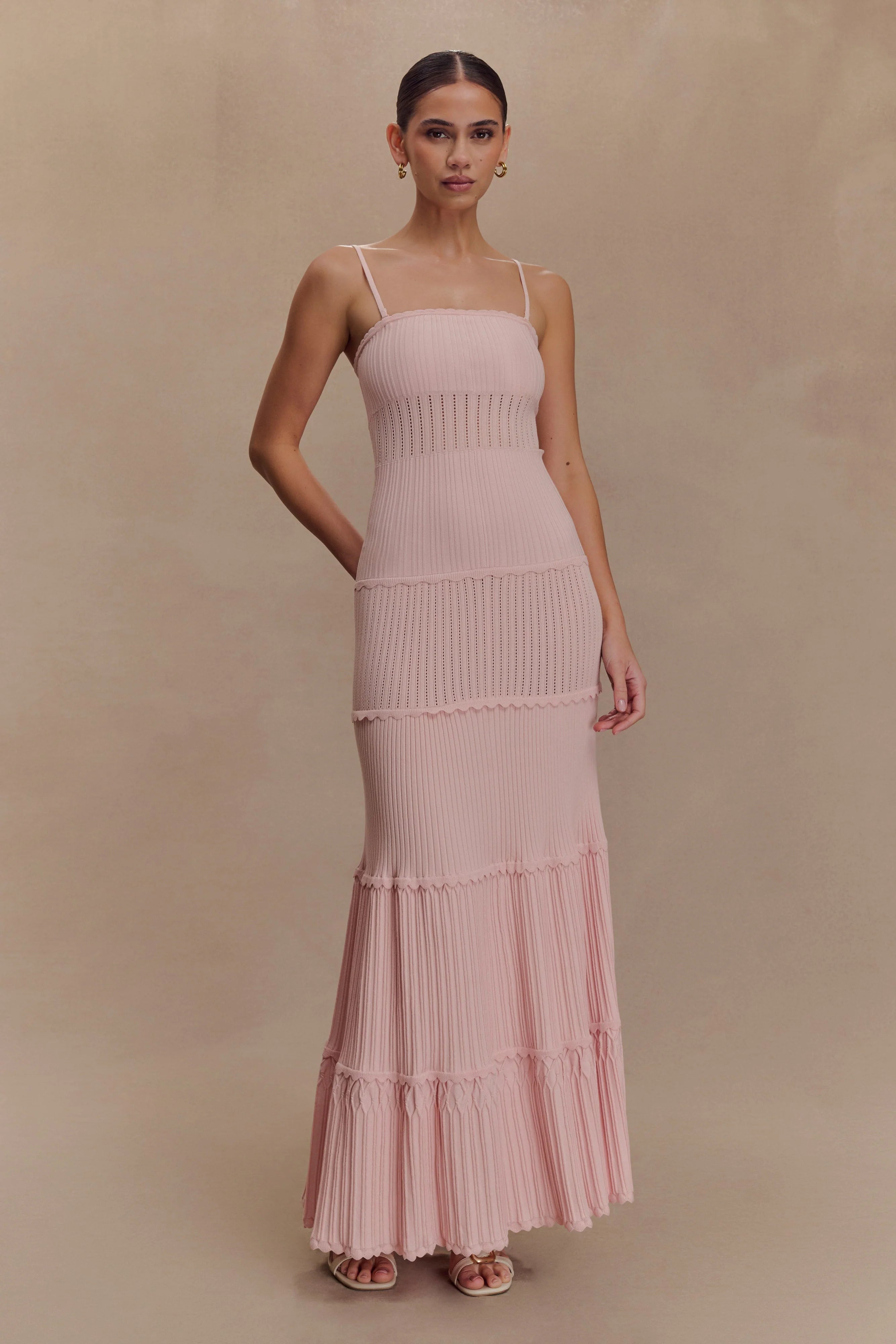 Finley Pointelle Knit Maxi Dress Baby Pink