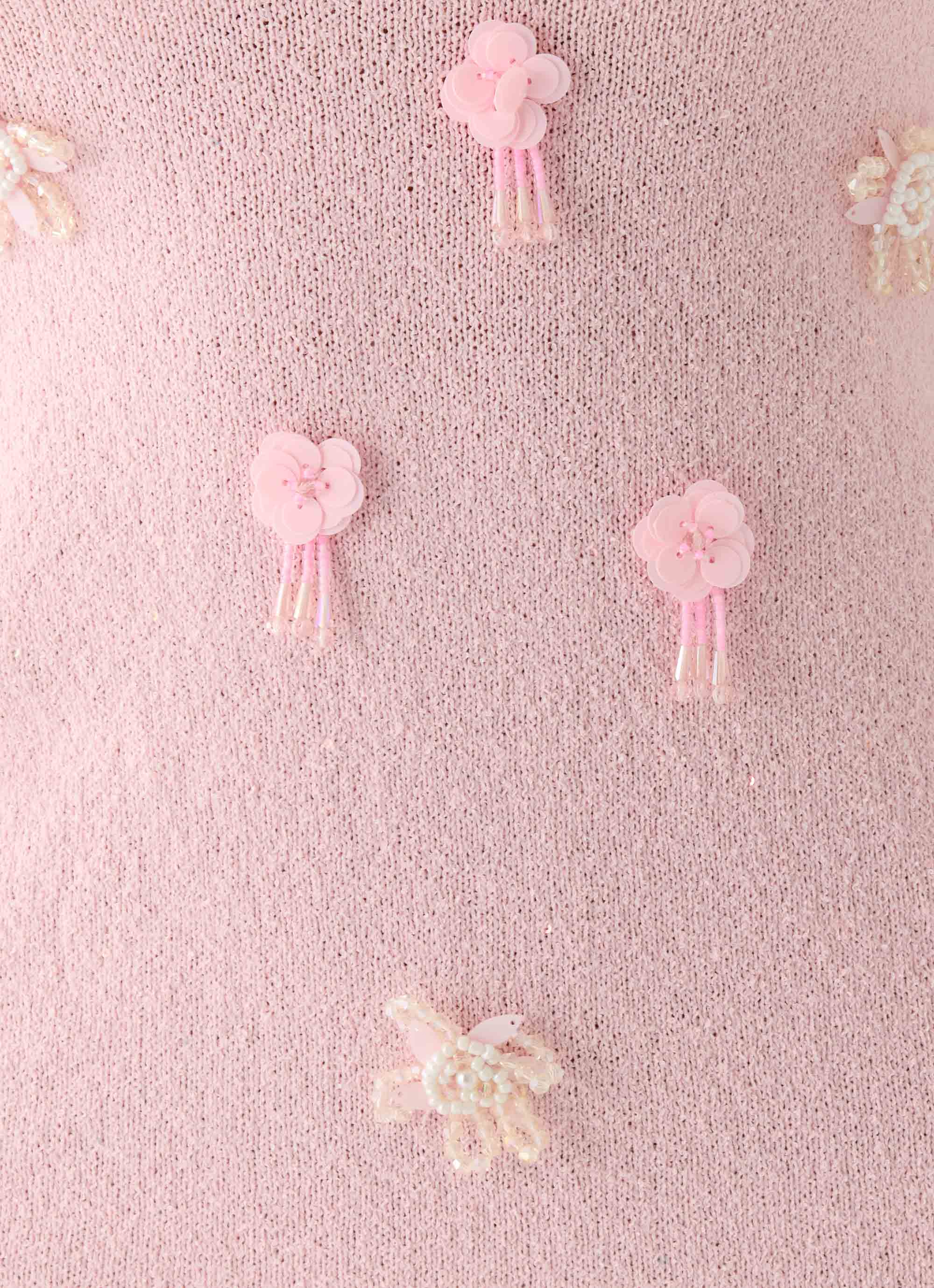 Roa Embellished Knit Mini Dress Pink