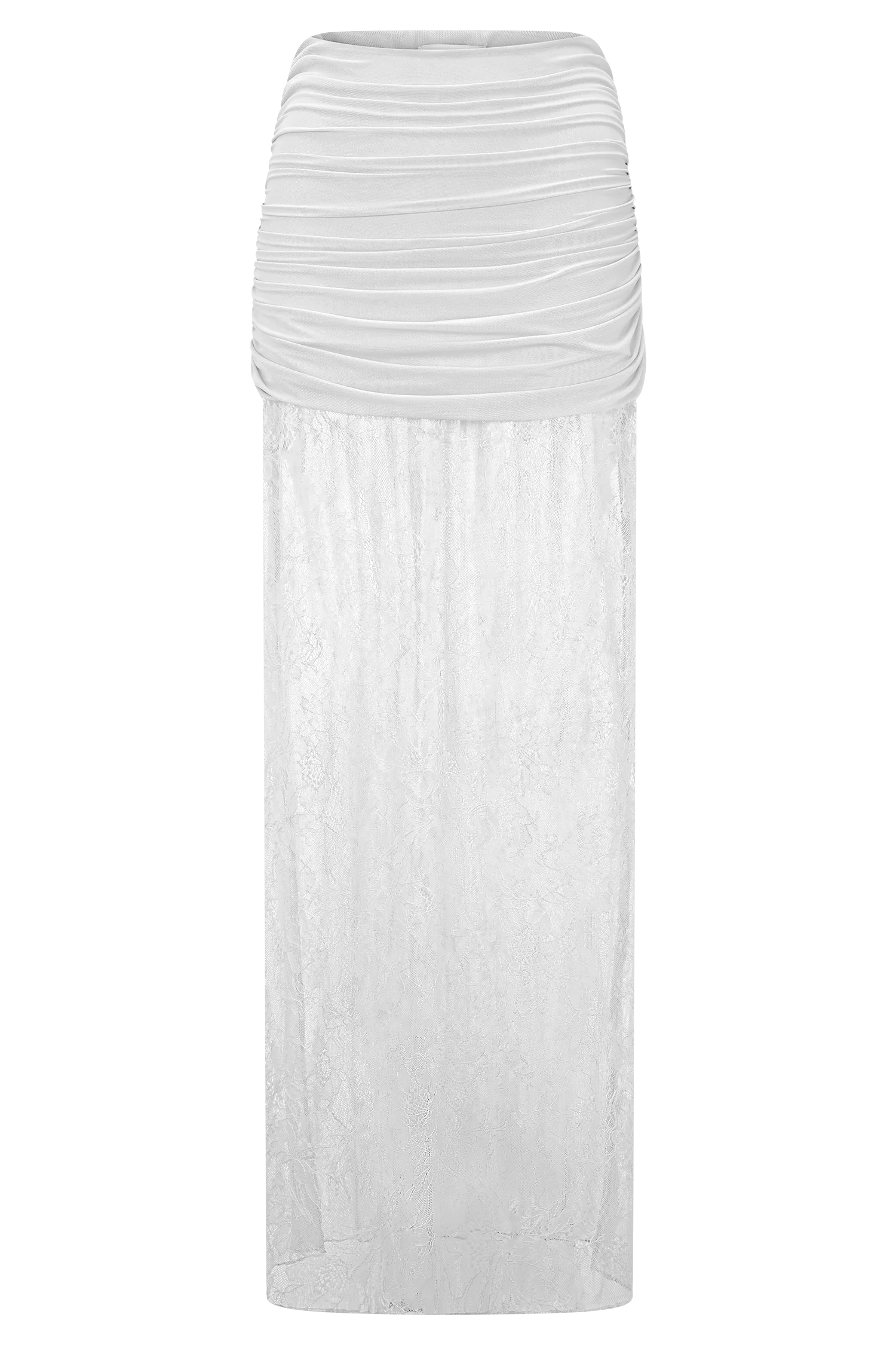 Guinevere Lace And Mesh Maxi Skirt Ivory