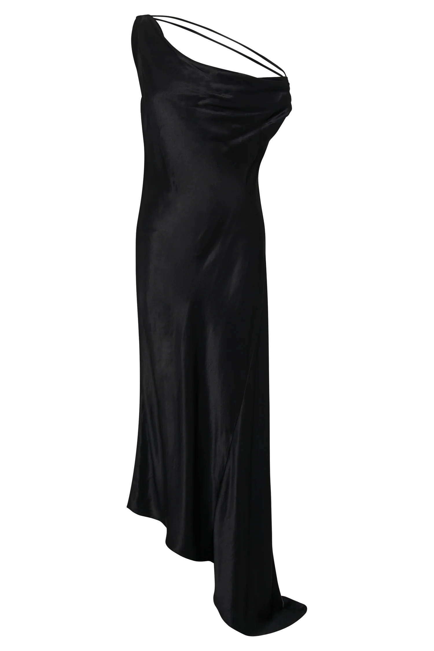 Yvette Slip Maxi Dress With Asymmetrical Hem Black