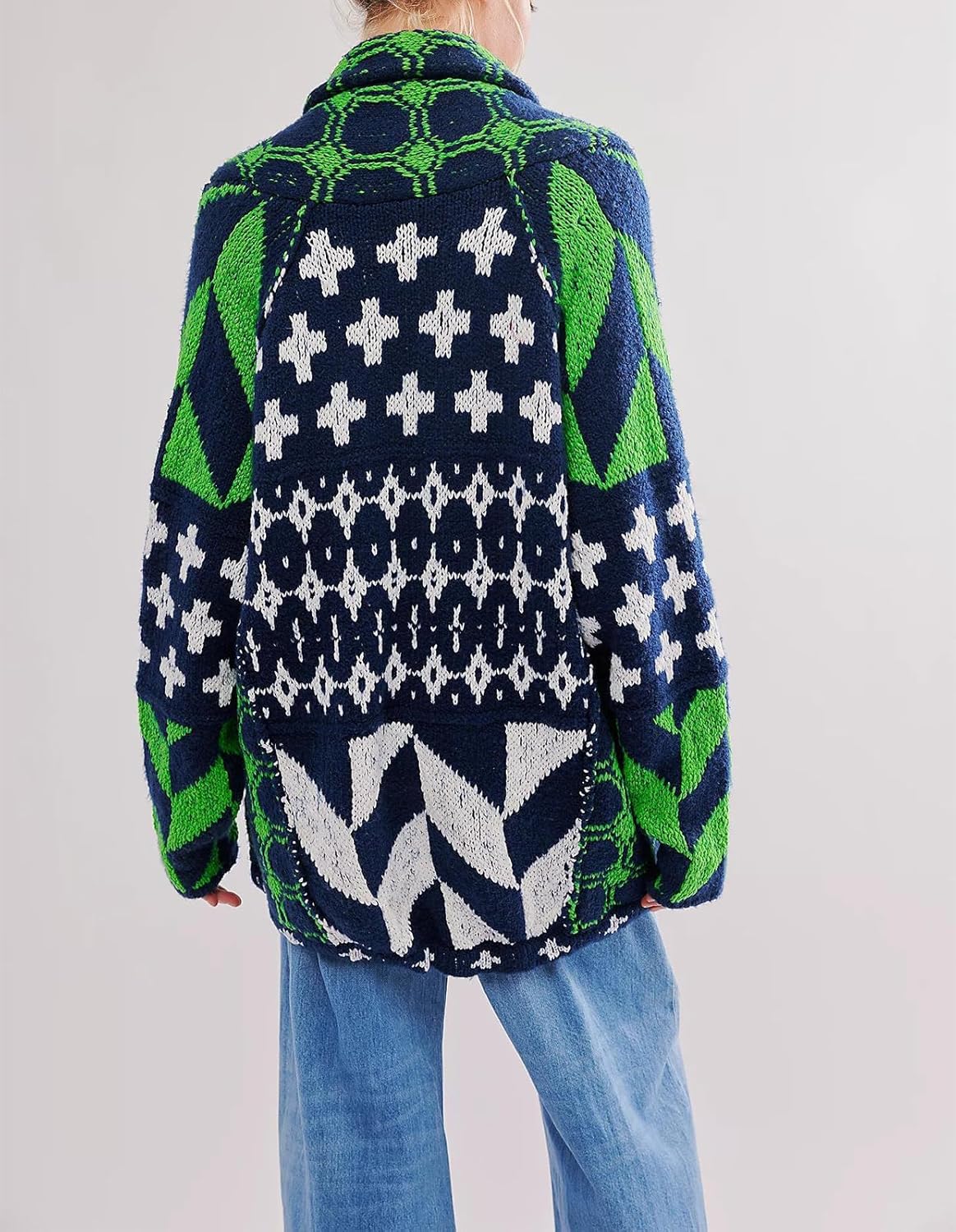 Women Cardigan Sweater Shawl Collar Button Down Oversized Sweaters Boho Fall Coat