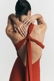 Philippa Knotted Crepe Maxi Dress Ruby