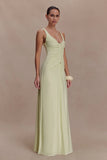 Perrie Slinky Ruched Maxi Dress Pastel Lime