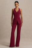 Carina Burgundy Flared Leg Tailored Trousers
