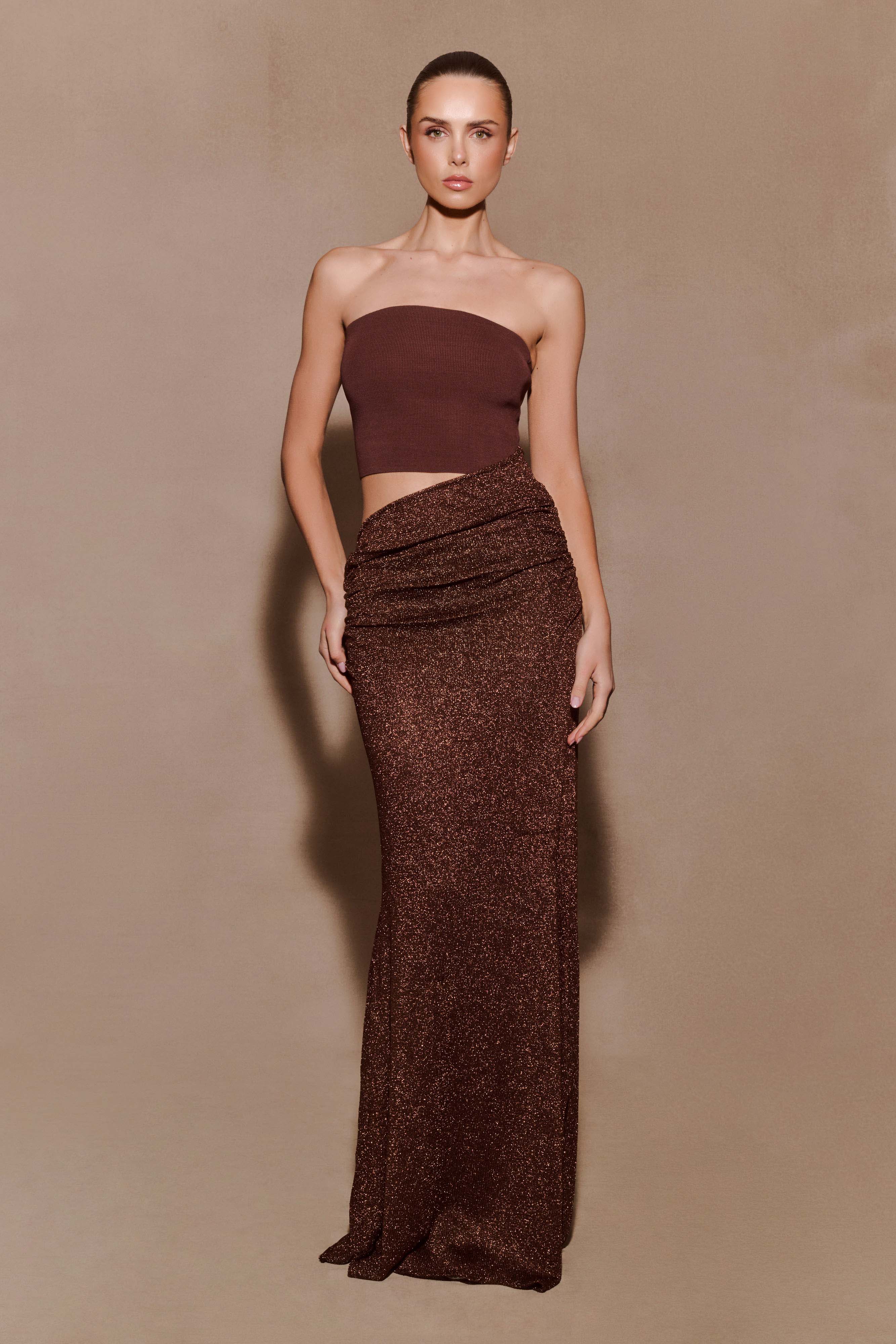 Jasiel Strapless Knit Maxi Dress Chocolate