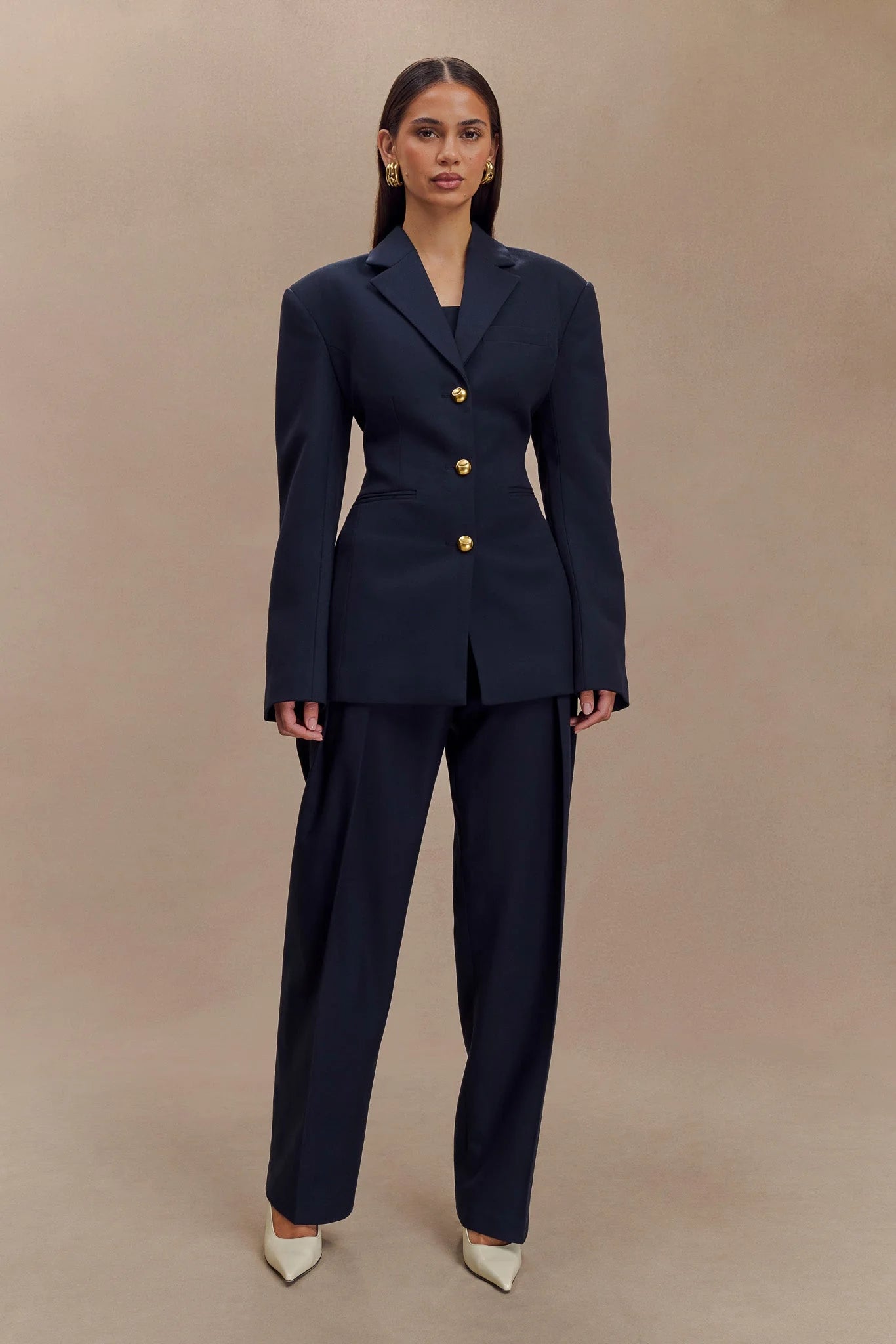 Penelope Pleated High Waisted Pants Dark Navy
