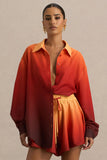 Rowan Ombre Satin Shirt with Plunge Neckline