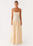 Jacinda Drop Waist Maxi Dress Cream