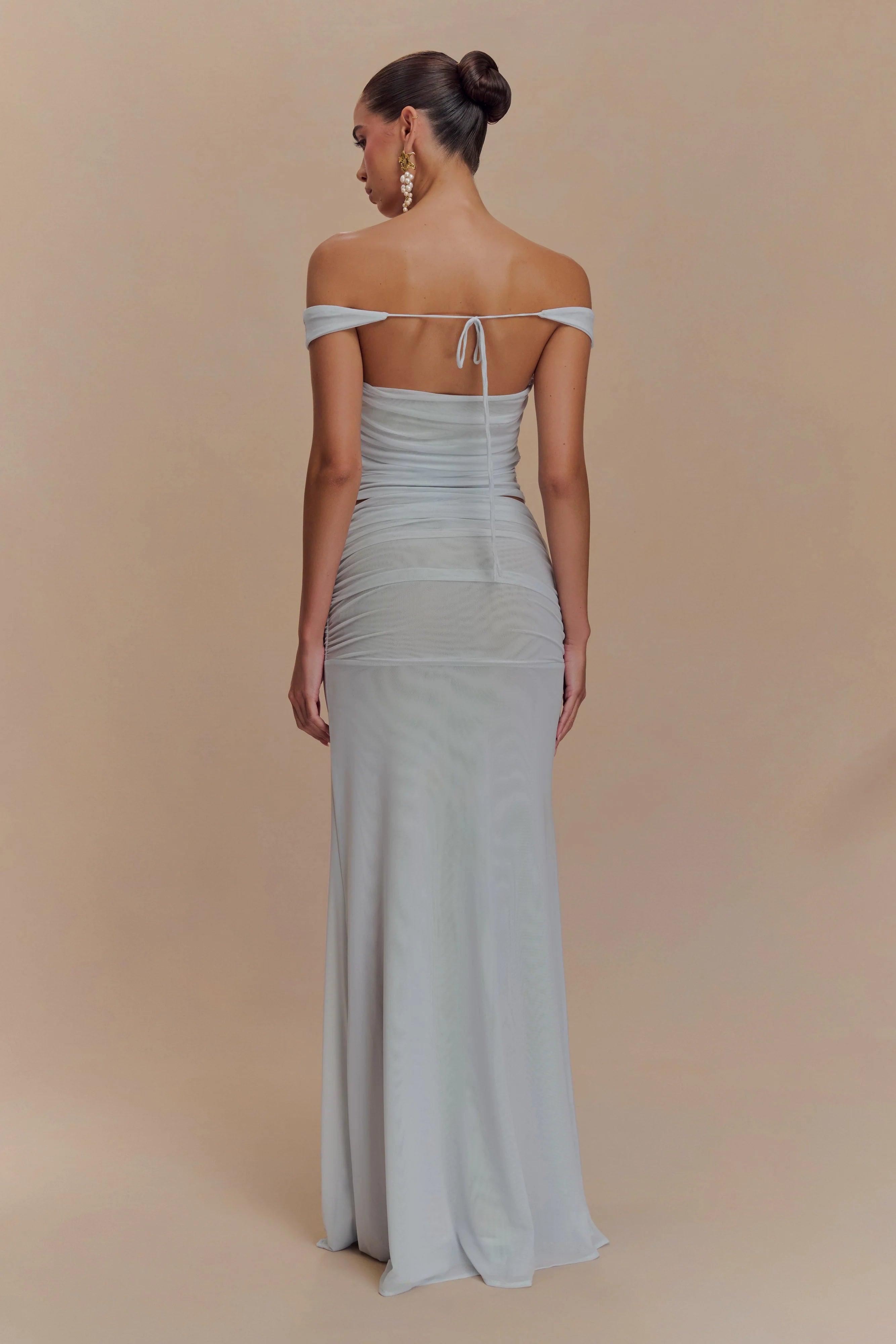 Arna Mesh Maxi Skirt Pale Blue