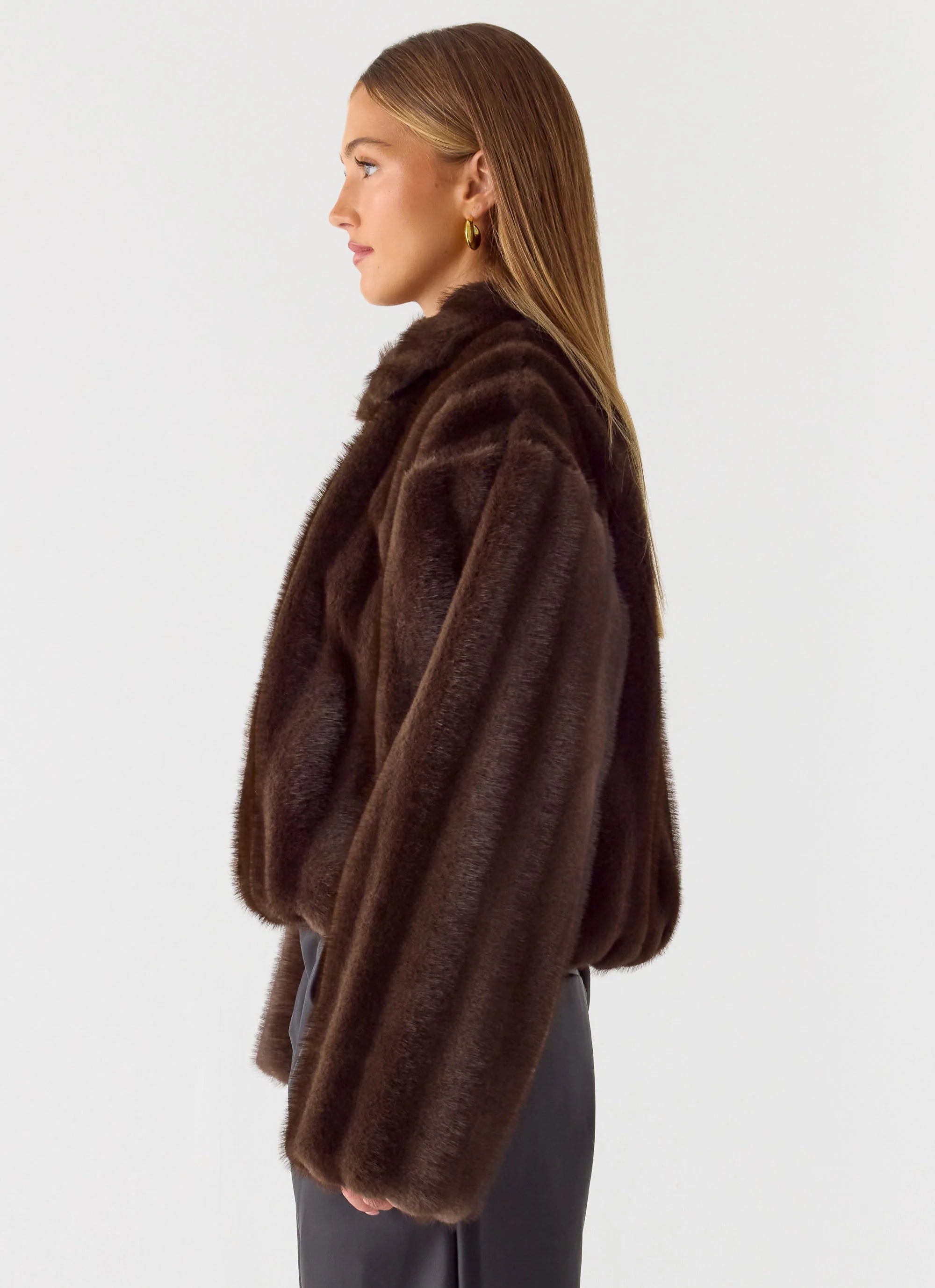 Naylor Faux Fur Jacket Chocolate