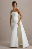 Shes Trouble White Bandeau Maxi Dress With Cape