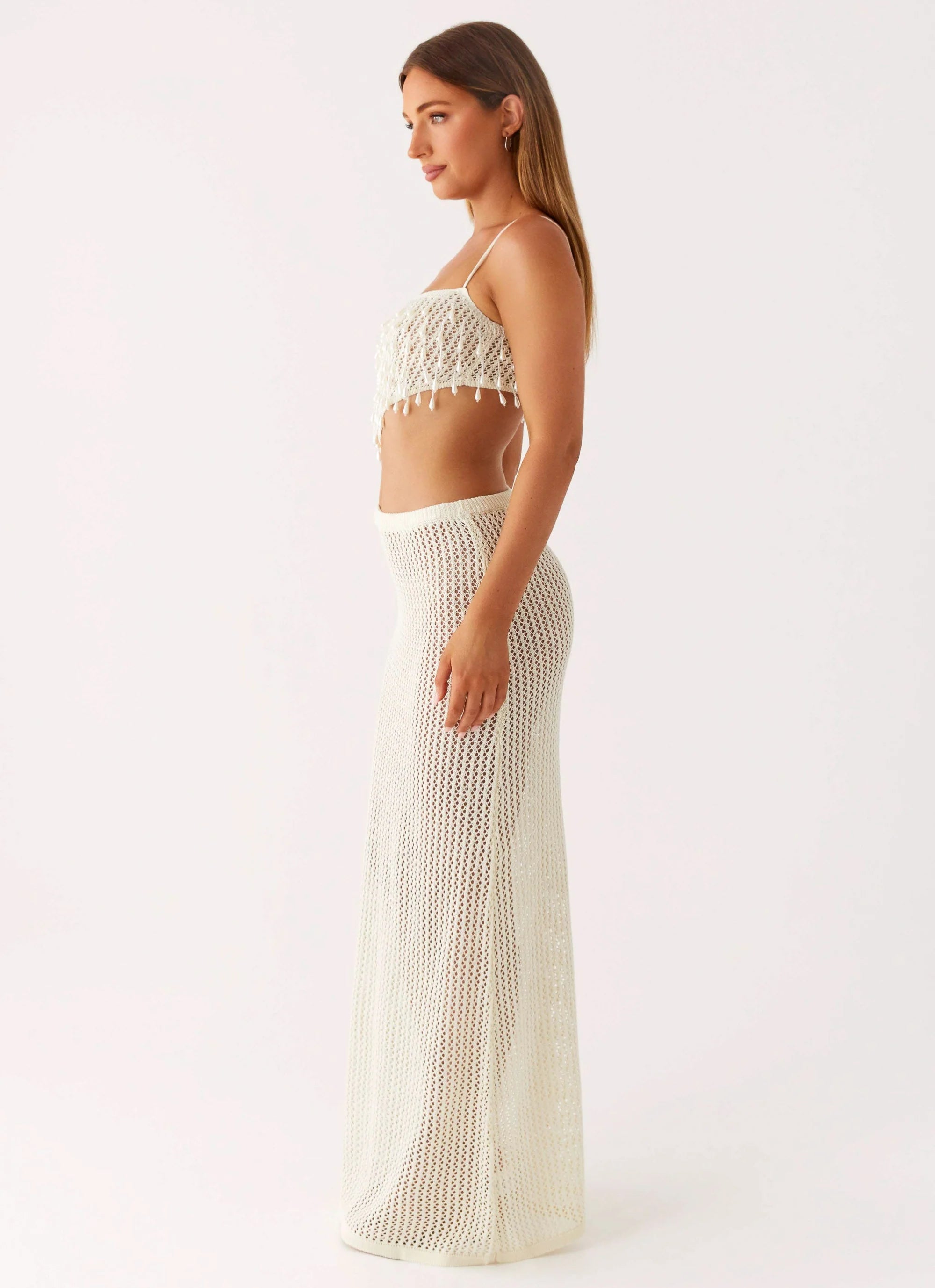 Shellbound Crochet Maxi Dress Ivory