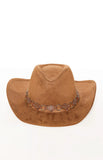 Lexi Tan Suedette PU Trim Western Hat