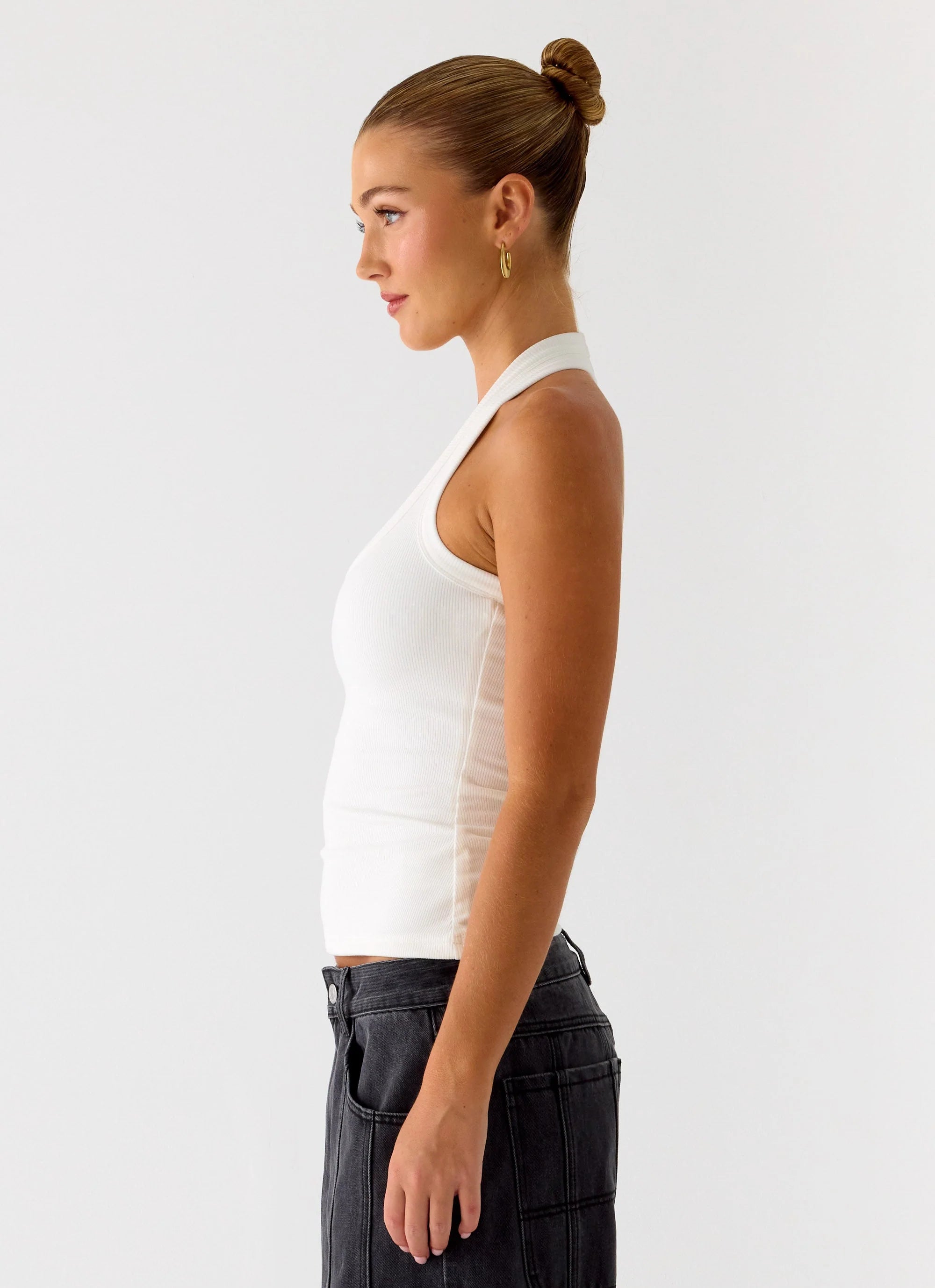 Nauton Ribbed Halter Top White
