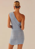 Percilla Ladder Knit Mini Dress Blue