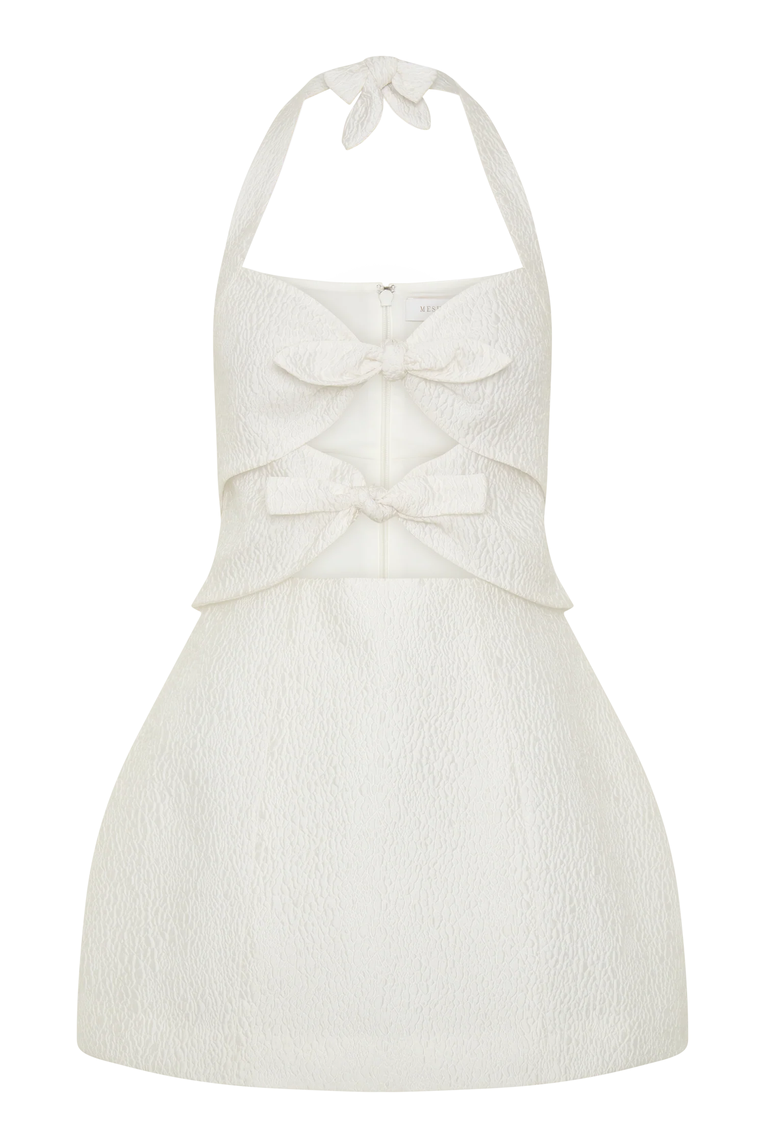 Ella Bow Detail Halter Mini Dress White