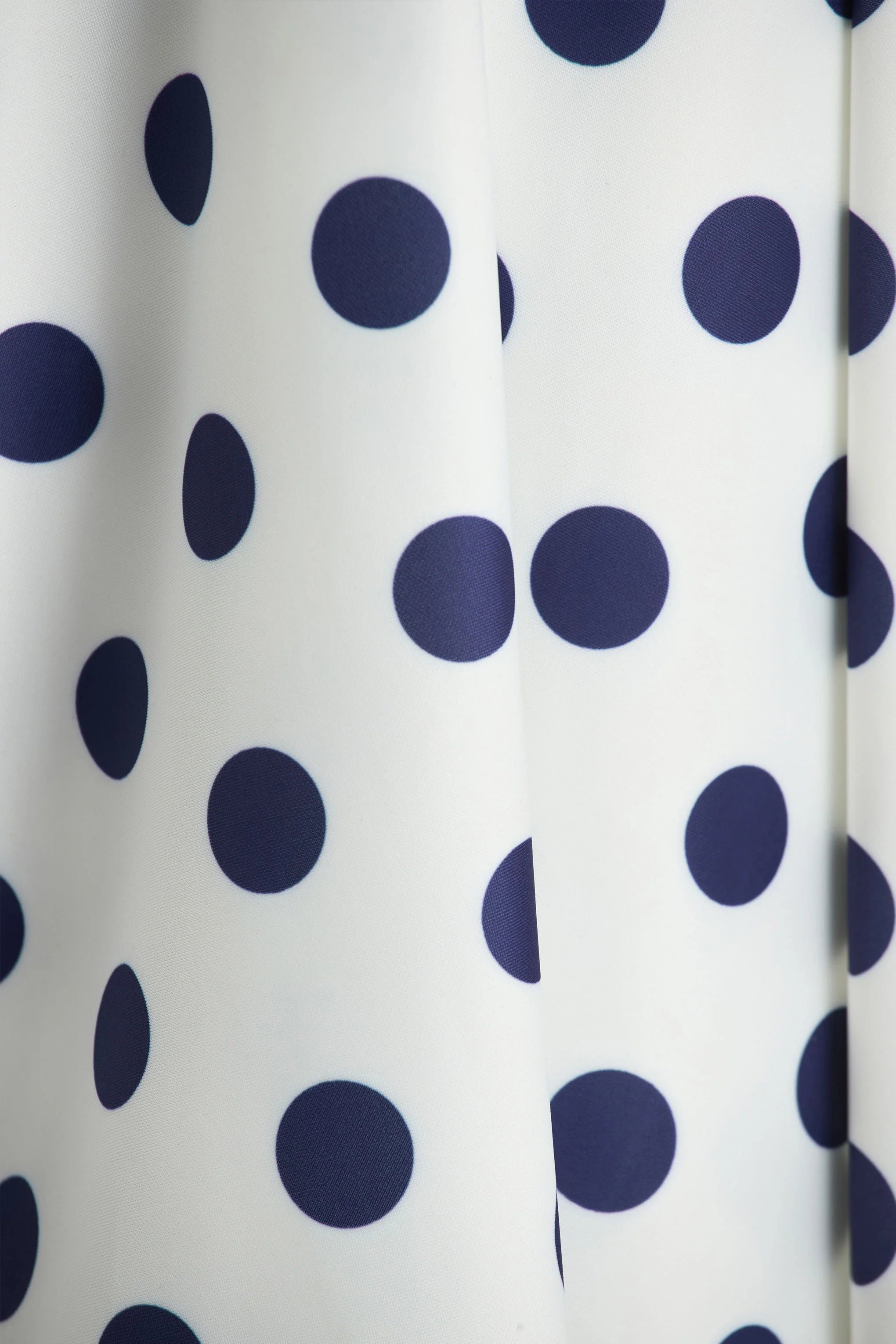 Berta White And Navy Polka Dot Square Neck Midi Dress