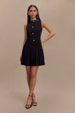 Mackenzie Sleeveless Pleated Mini Dress Black