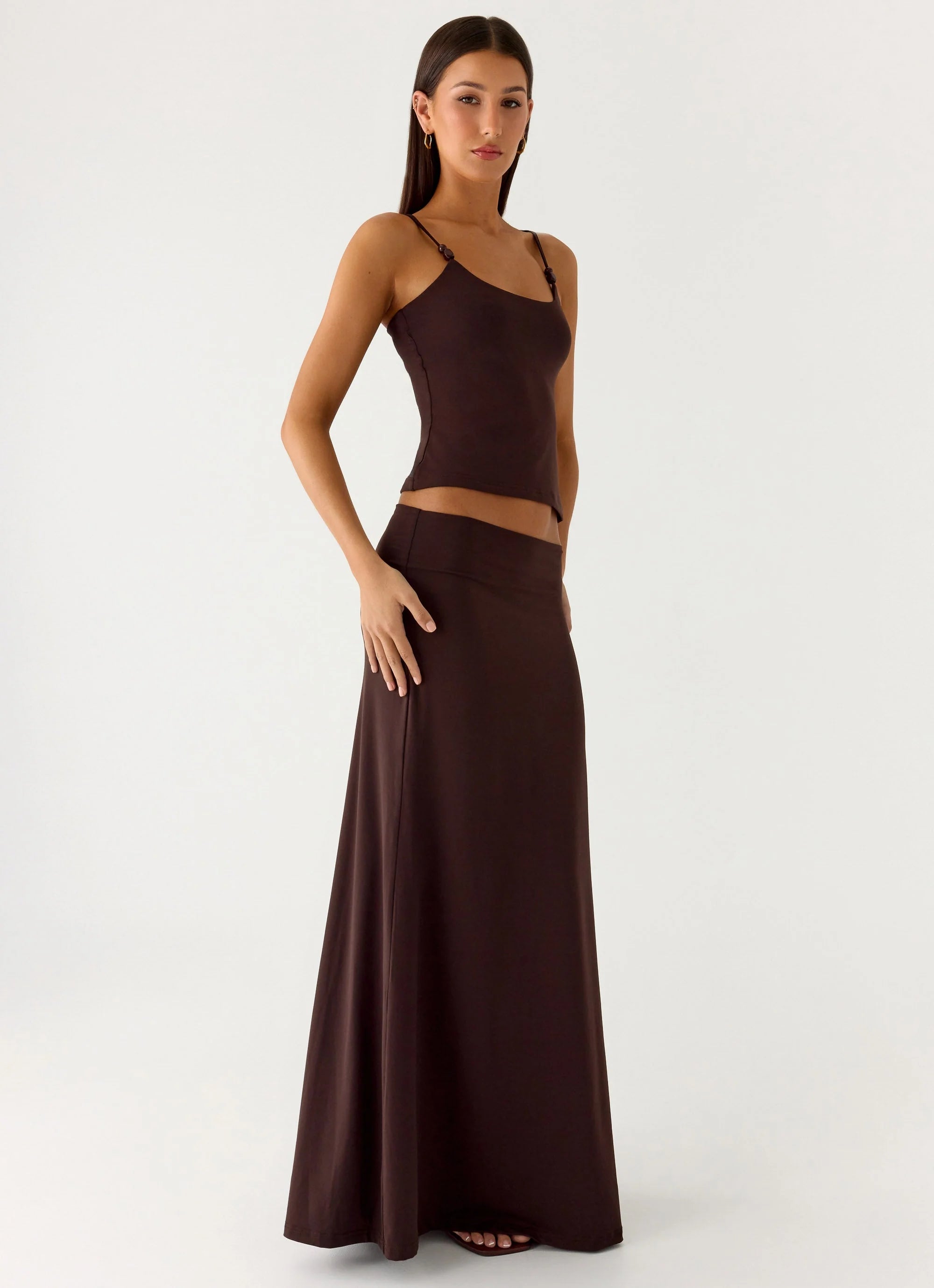 Like A Flower Maxi Skirt Chocolate
