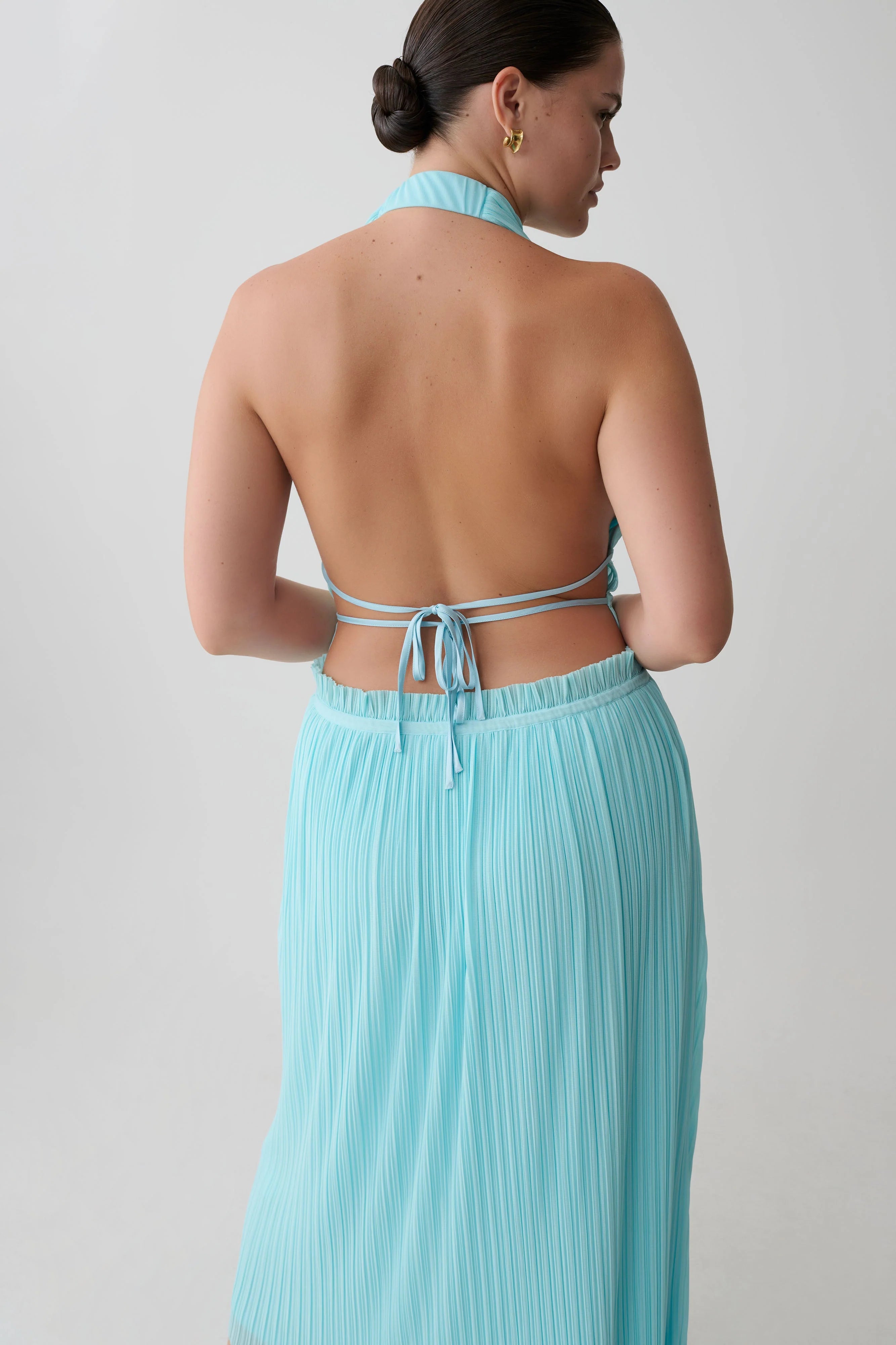 Thien Cowl Halter Midi Dress Blue