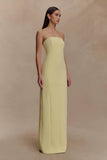 Kalila Strapless Crepe Maxi Dress Lemon