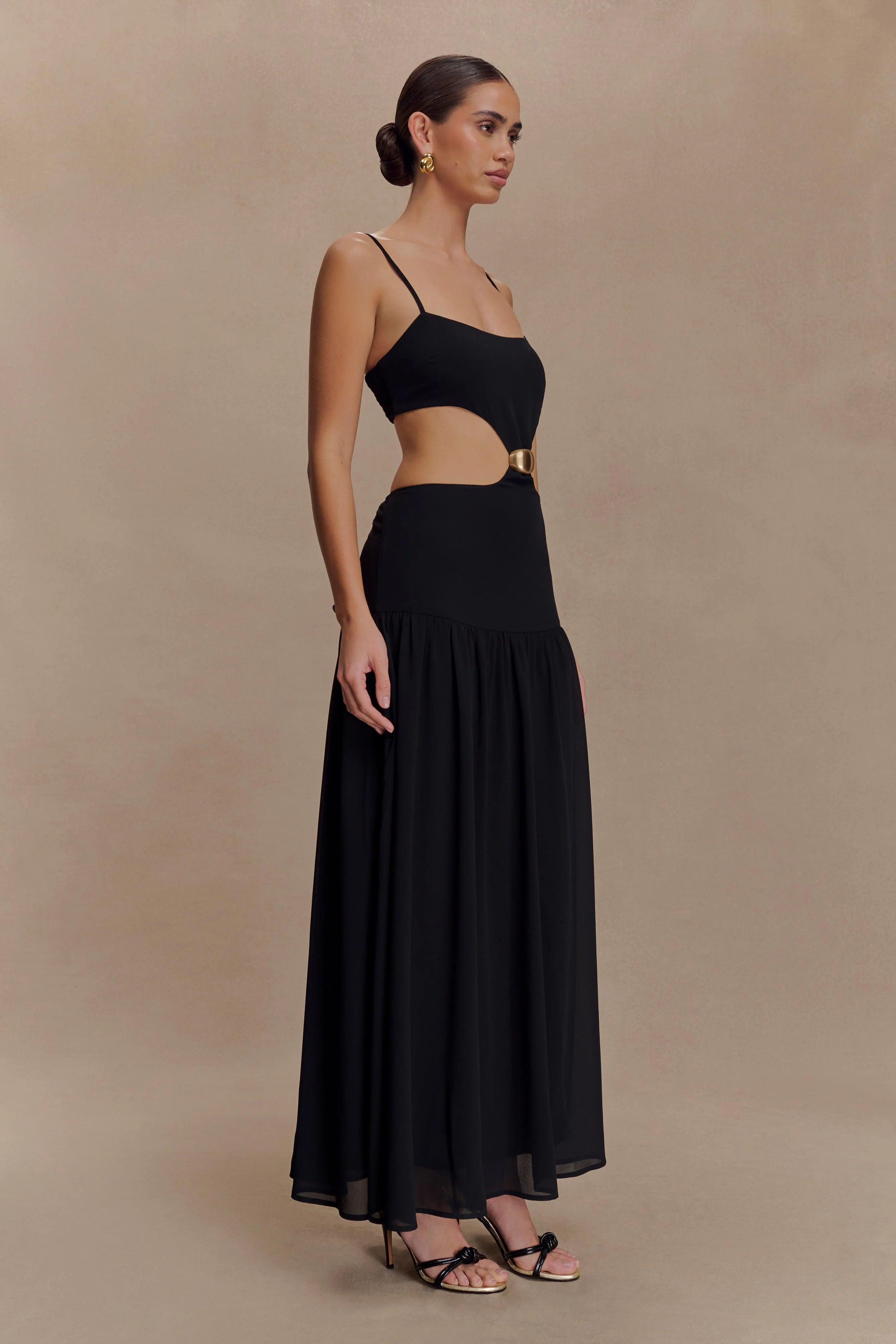 Georgina Chiffon Midi Dress Black