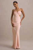 Leandra Pink Strappy Cut Out Maxi Dress