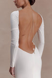 Marlene Slinky Low Back Maxi Dress White