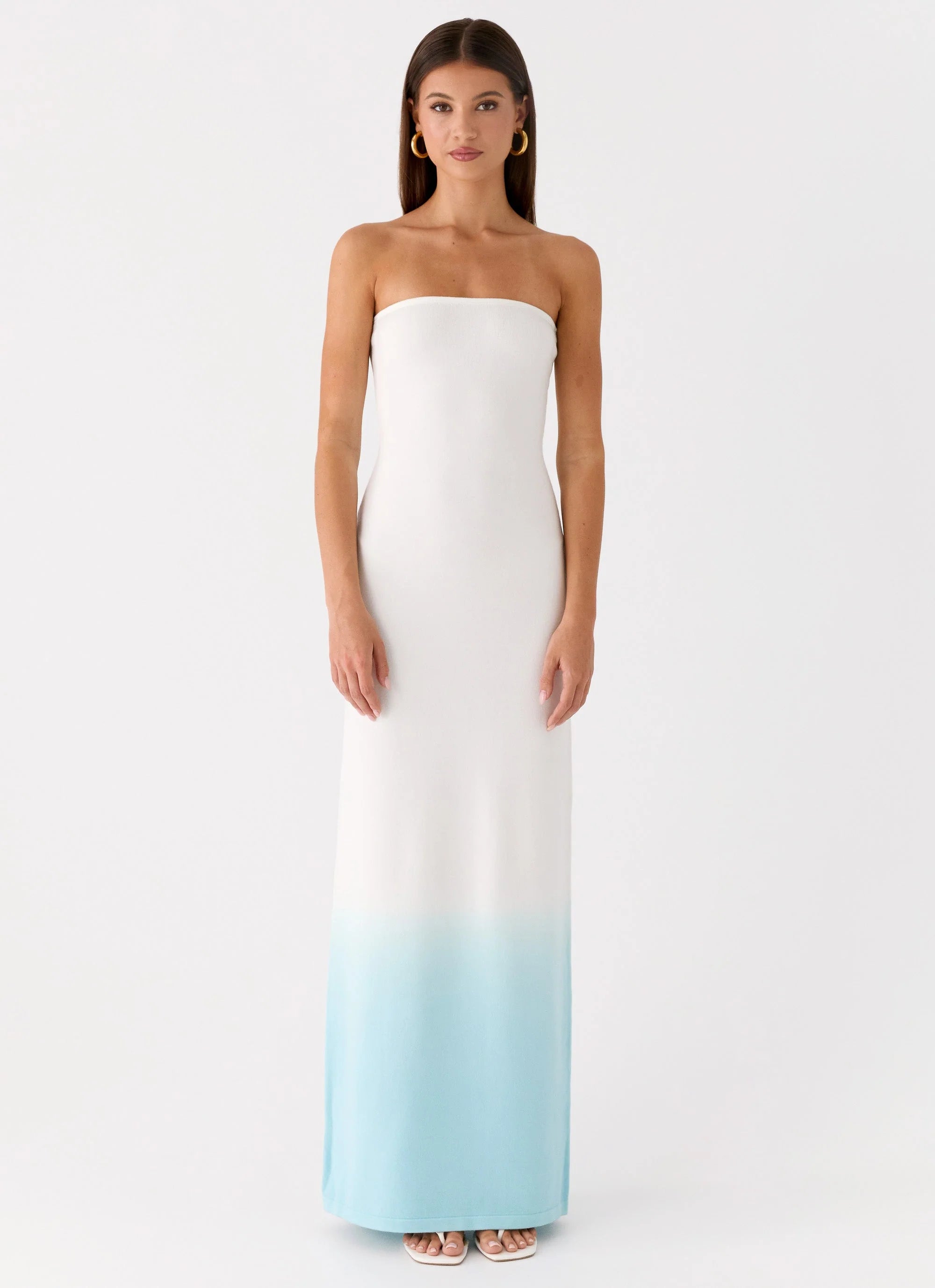 Soft Spoken Knit Maxi Dress Blue Ombre