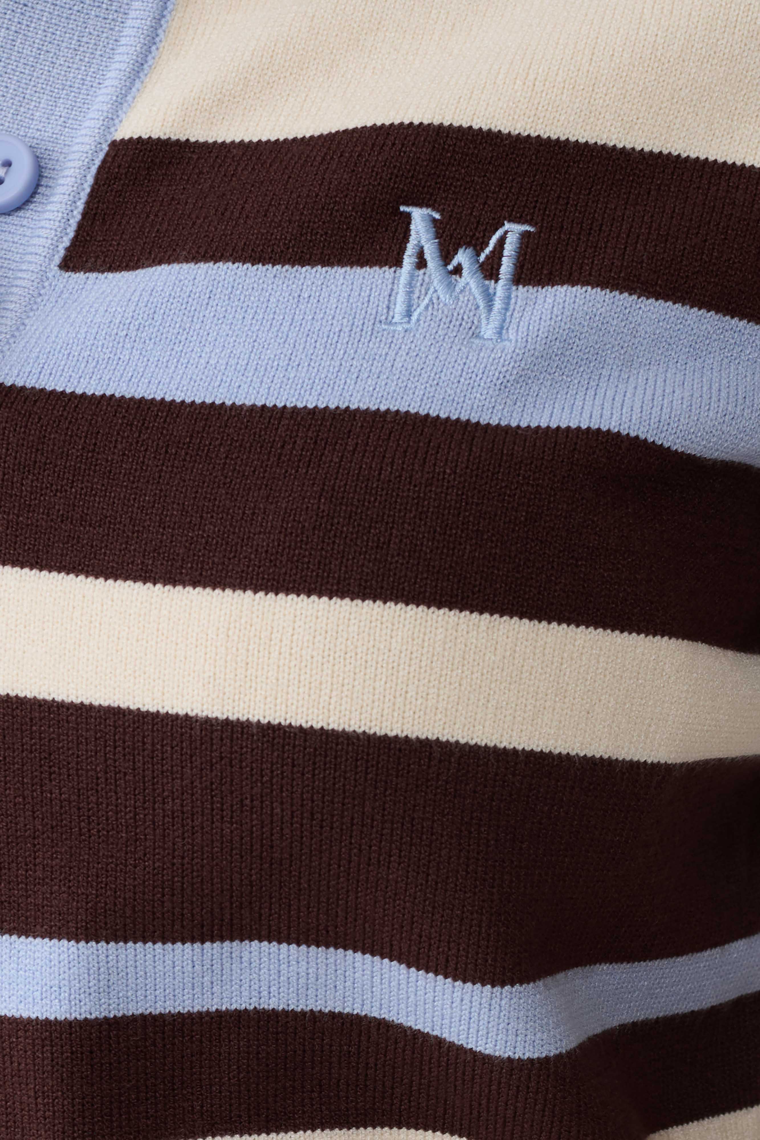 Philly Stripe Knit Button Up Top Chocolate Blue