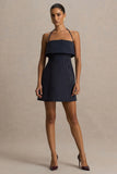 Ember Navy Pinstripe Square Neck Mini Dress