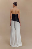 Serena Strapless Taffeta Maxi Dress White Black