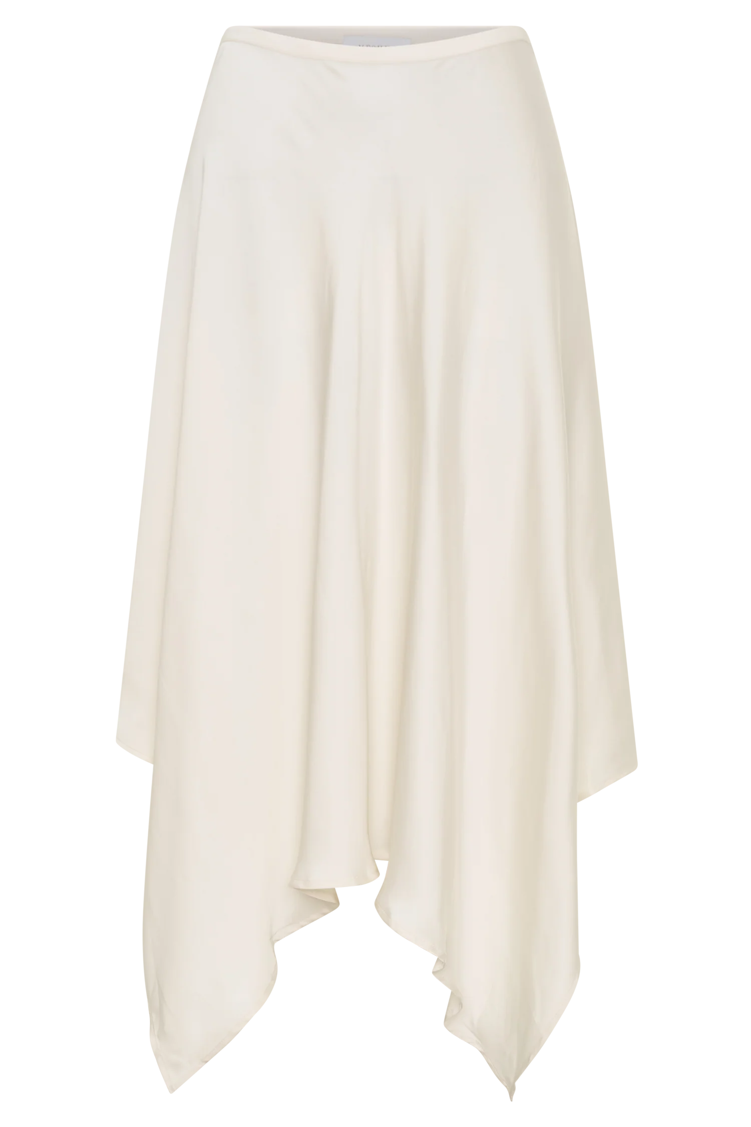 Coralie Asymmetric Satin Midi Skirt Ivory
