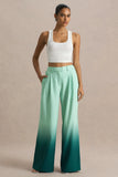 Safia Emerald Ombre Satin Wide Leg