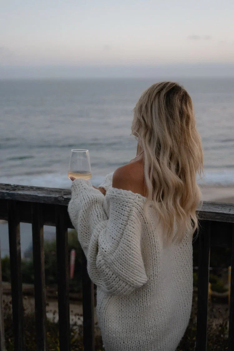 Delvey Cream Chunky Knit Sweater
