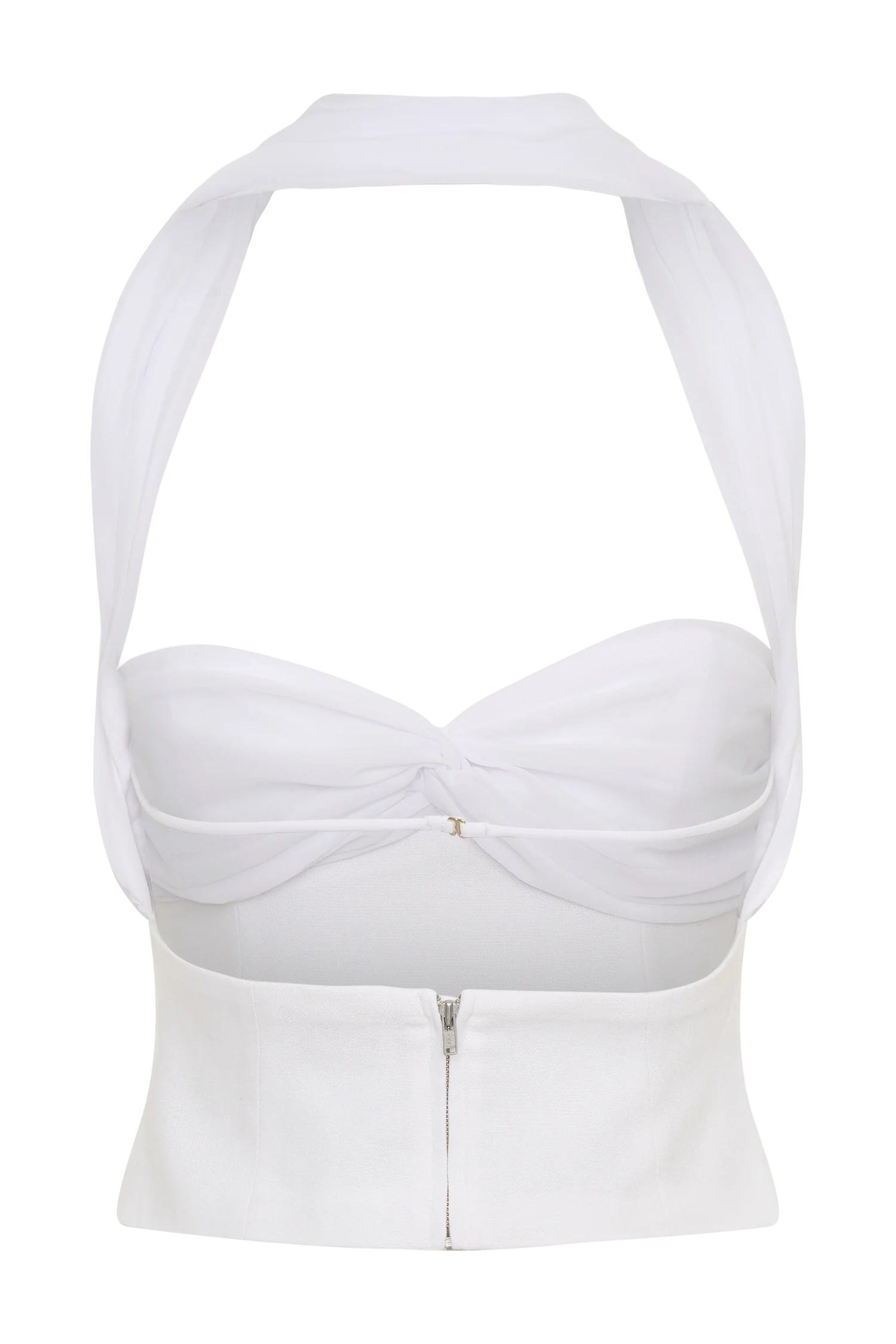 Talia Chiffon And Linen Halter Top White