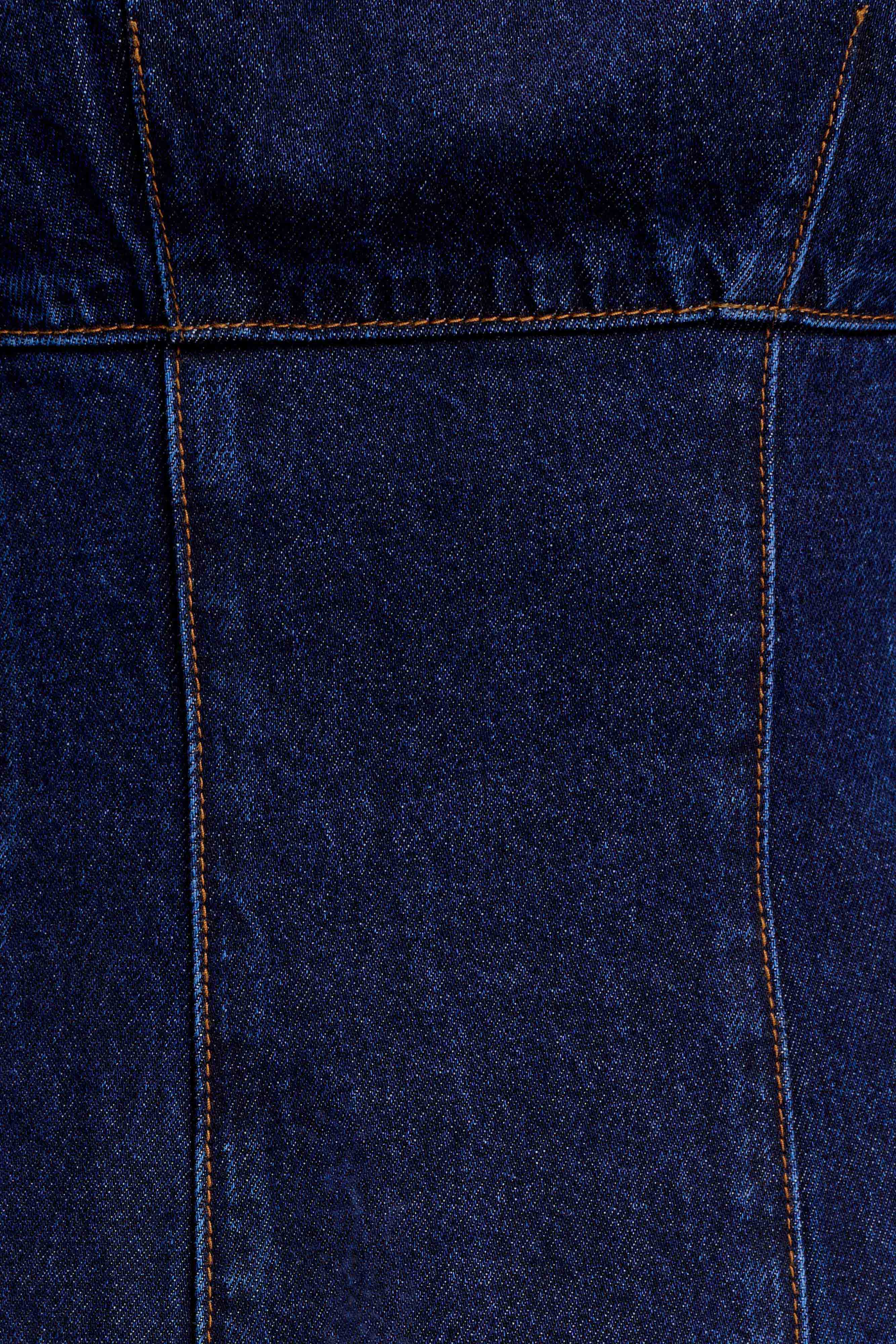 Cosmala Denim Long Sleeve Mini Dress Indigo Blue