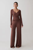 Dewi Wide Leg Modal Pants Chocolate