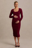 Saffron Berry Scoop Neck Maternity Midi Dress