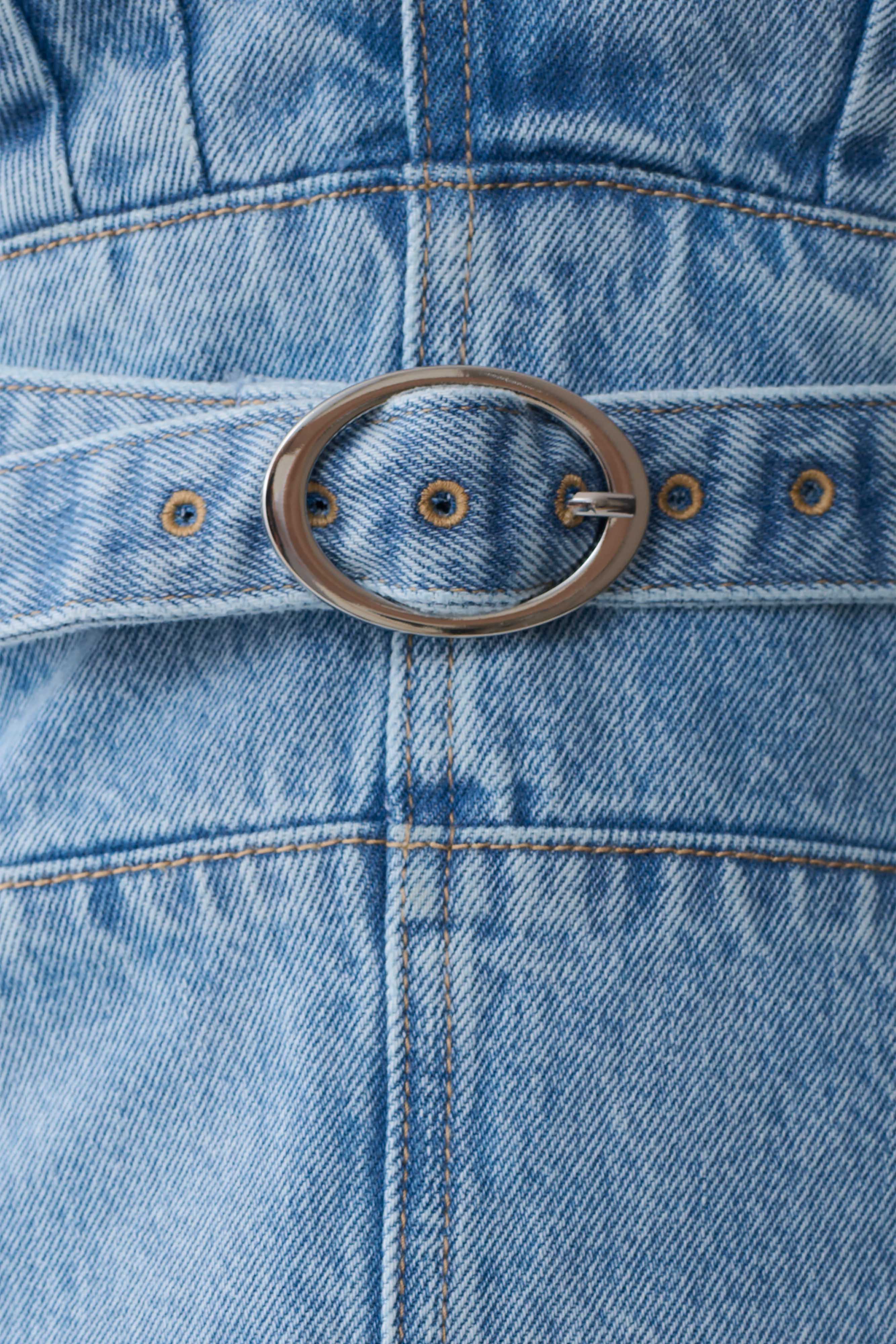 Tommy Strapless Denim Top With Buckle Classic Blue