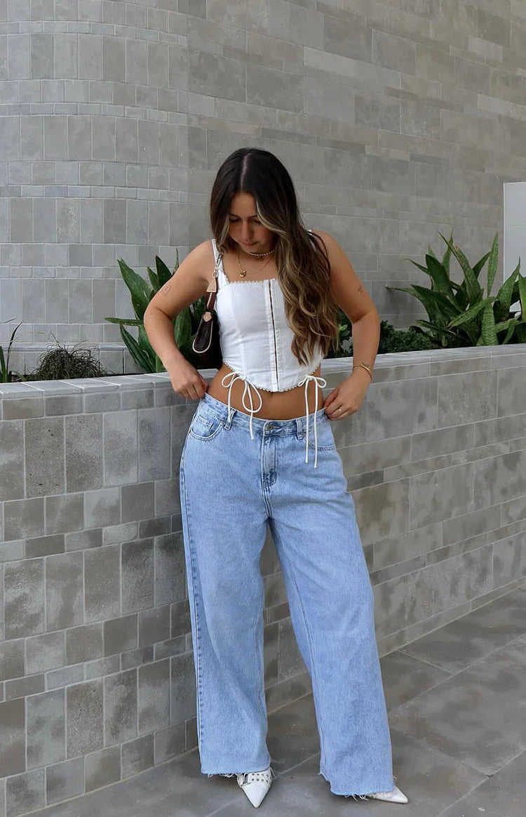 Shes Yours Light Wash Denim Wide Leg Boyfriend Jeans