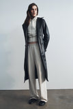 Tarah Faux Leather Trench Coat Black