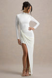 Victoria White Long Sleeve Maxi Dress With Wrap Skirt