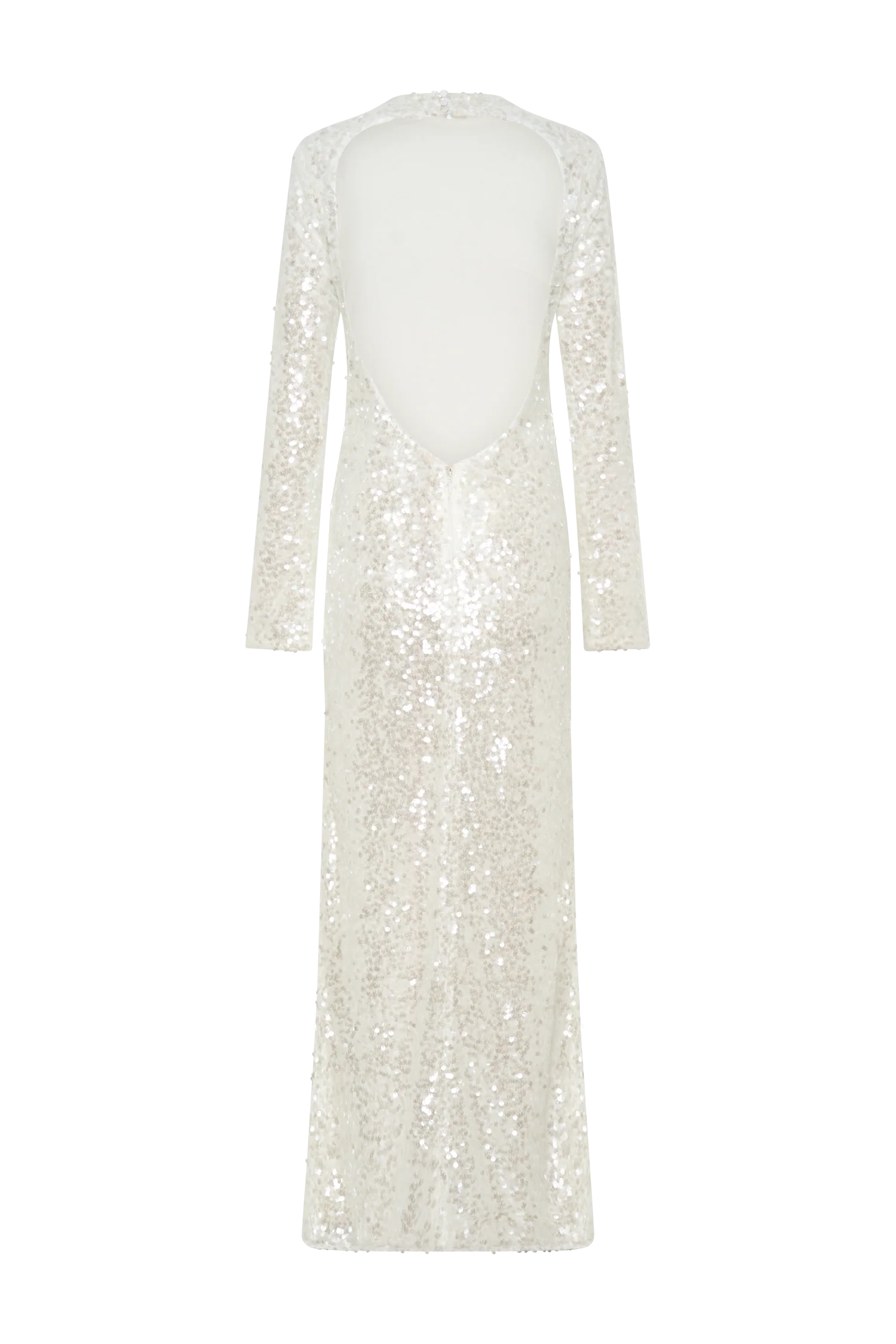 Sofia Long Sleeve Sequin Maxi Dress White