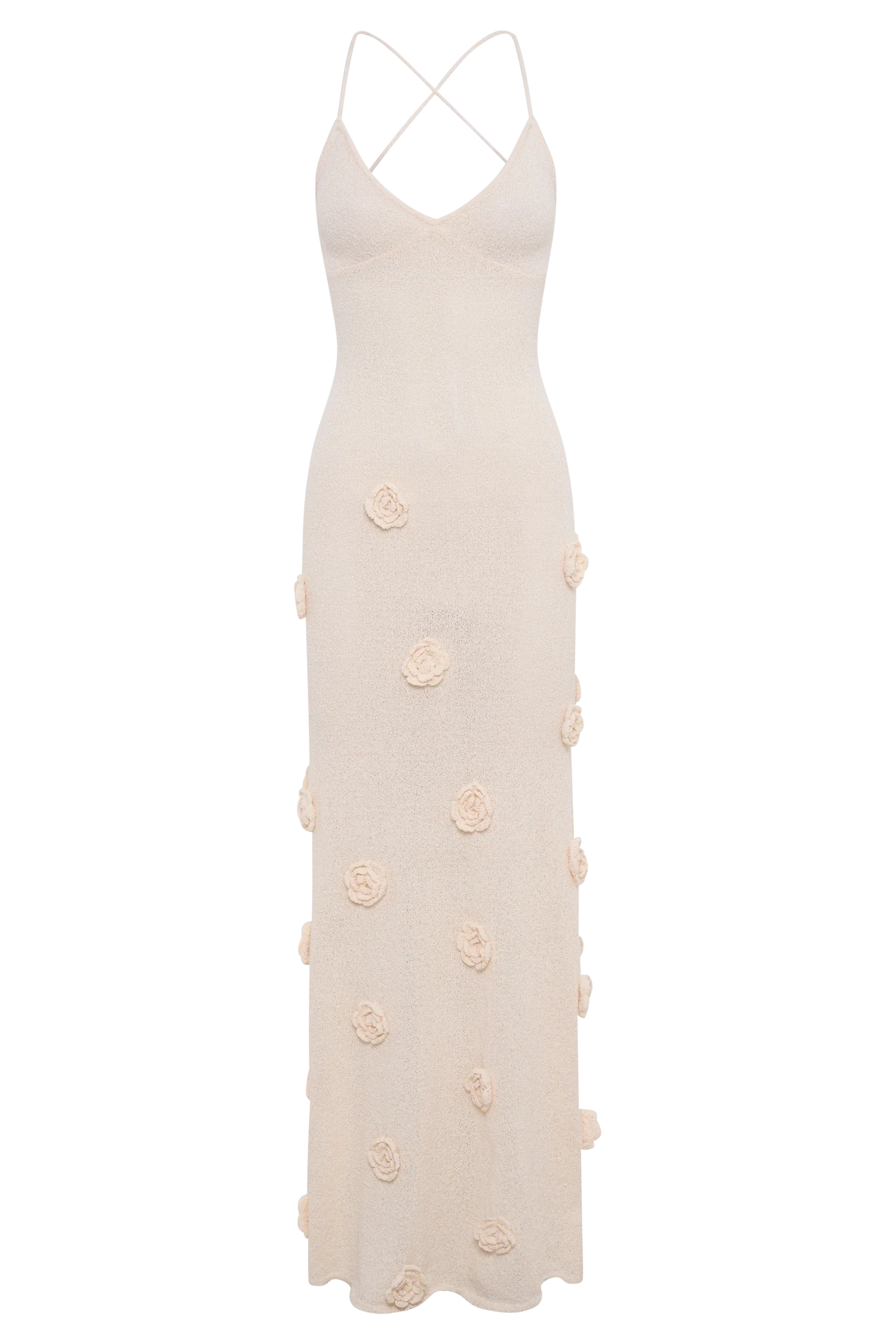 Suki Knit Maxi Dress With Flowers Nude
