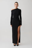 Thalyn Crepe Maxi Dress With Split Black