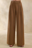 Meliva Brown Pinstripe Wide Leg Tailored Trouser