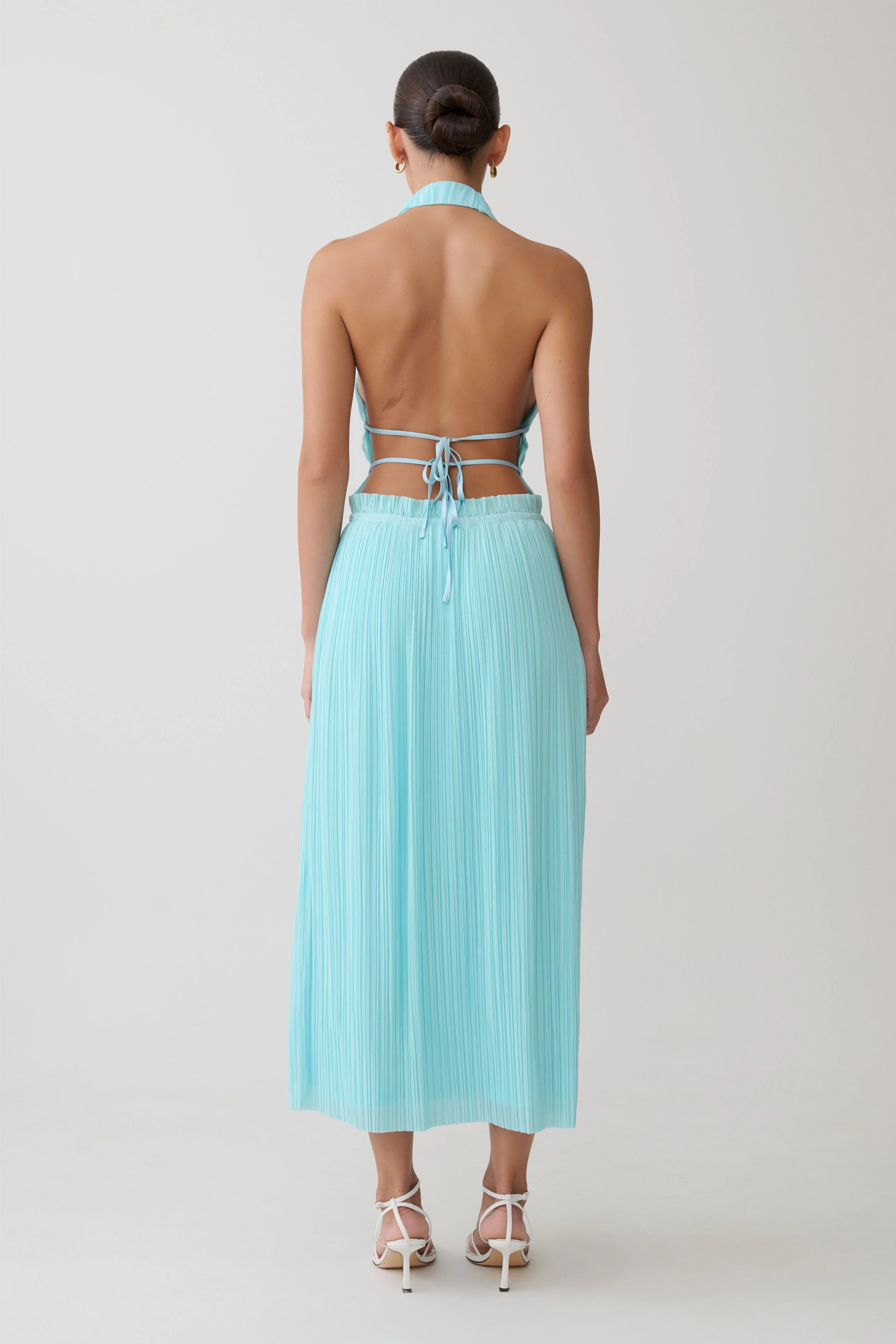 Thien Cowl Halter Midi Dress Blue